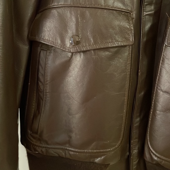 Vintage Sears Men’s Brown Leather Flight Style Jacket, 40 Regular - Picture 6 of 16